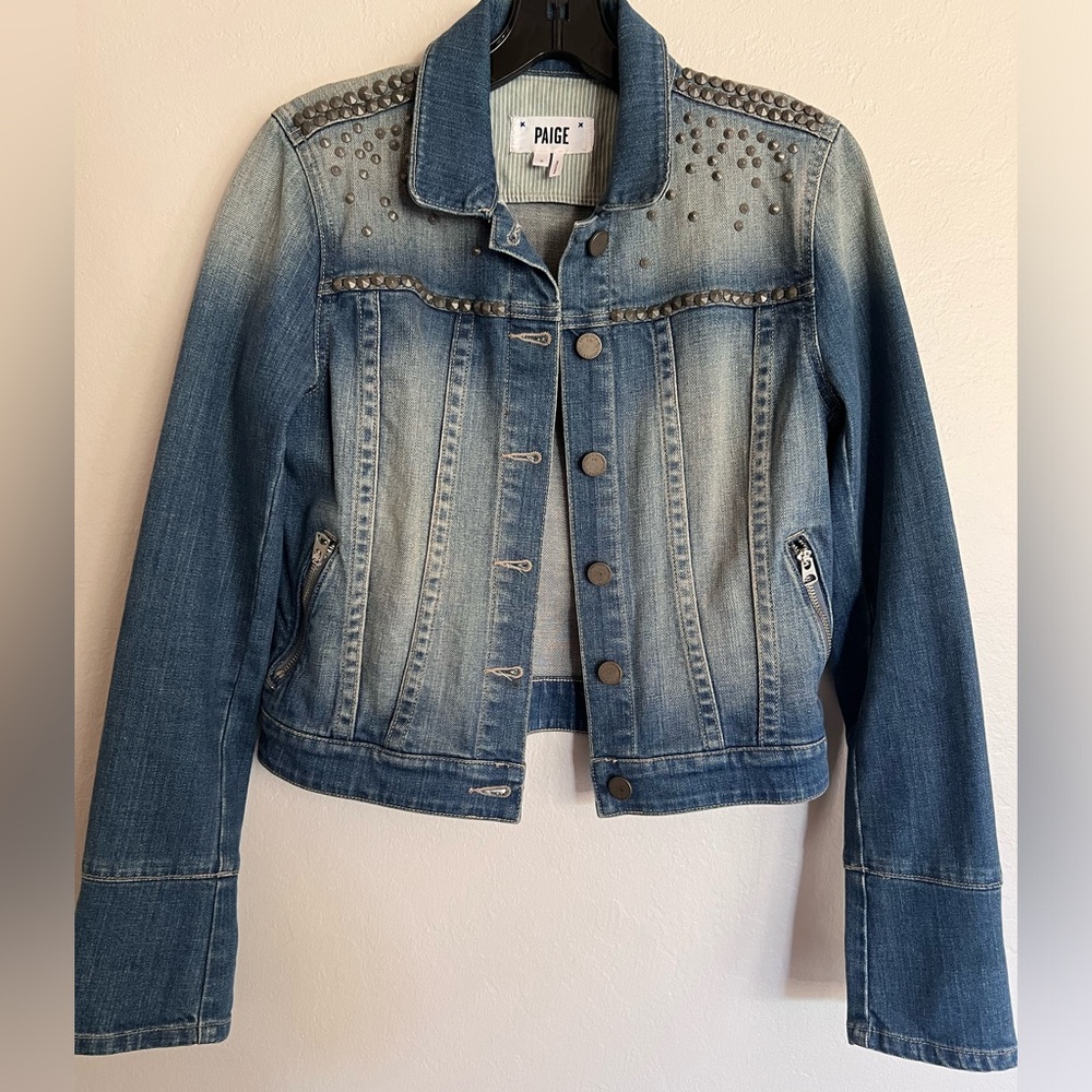 PAIGE  Blue Jean jacket with metal studs